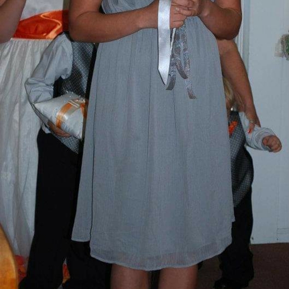 *Merona One Shoulder Elastic Waist Midi Dress Size Medium Sleeveless Grey - Picture 5 of 7